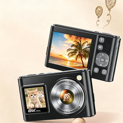 8K Dual Screen Digital Camera 96MP WiFi Camera for Photography - Black