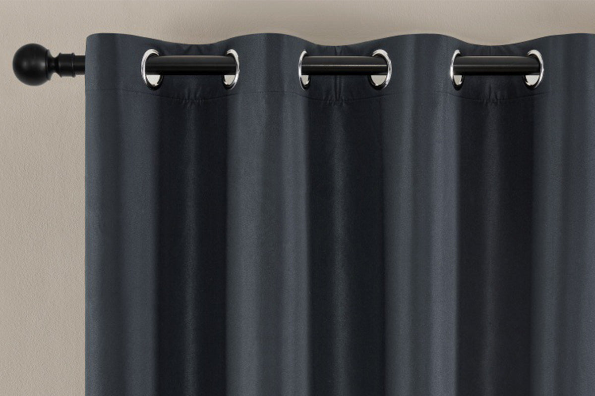 2 Pieces 100 Percent Blackout Curtain Panel - Black