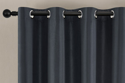 2 Pieces 100 Percent Blackout Curtain Panel - Black
