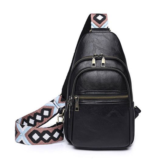 Women Sling Bag PU Leather Crossbody Bag Shoulder Bag Black