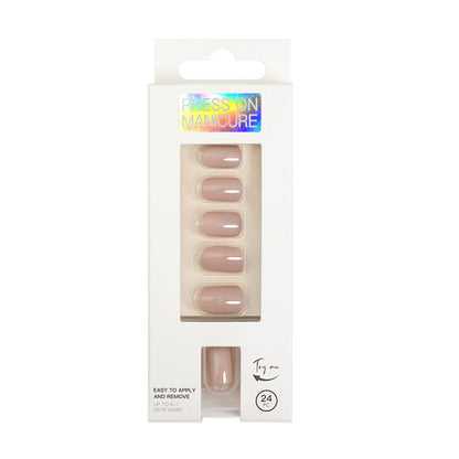 Set of 24Pcs Press On Nails Solid Color Self-Adhesive Fake Nails Khaki
