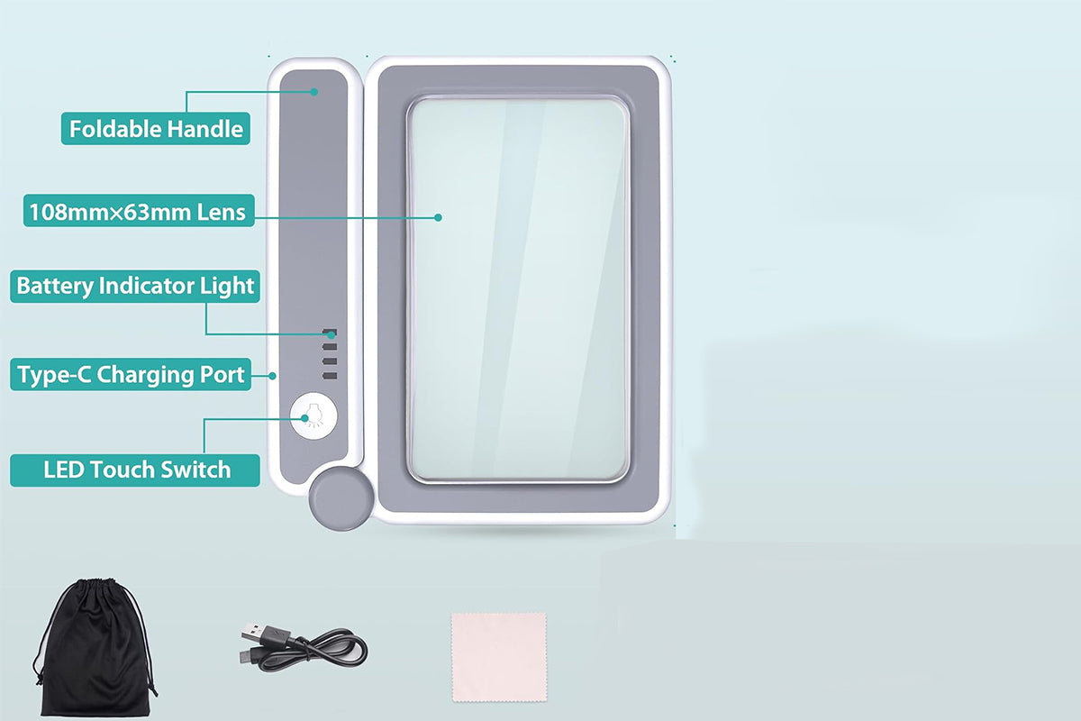 2Pcs 5x Magnifier Magnifying Glass With 10 LEDs Light Reading Gifts For Elderly For Book Christmas Birthday Gifts