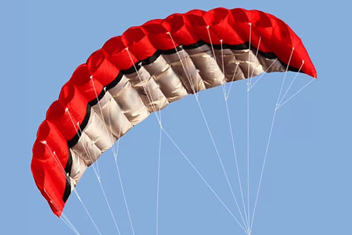 2.5m Dual Line Parafoil Parachute Stunt Sport Beach Kite Outdoor Frameless Toy-Red