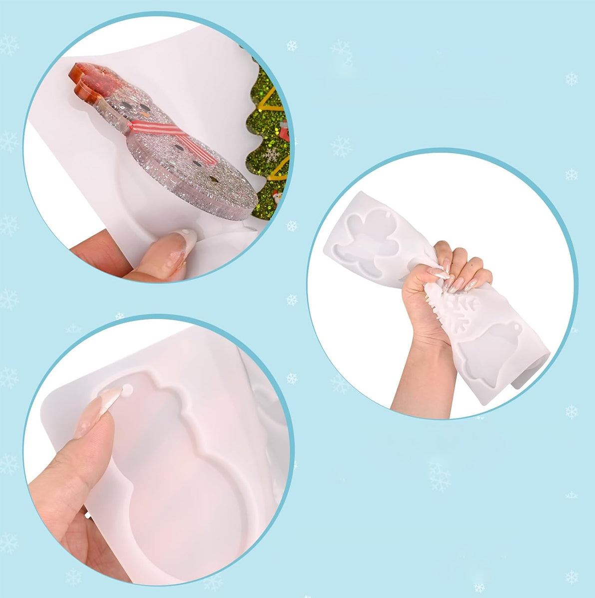 3 Pack Christmas Resin Molds Silicone Ornament Pendant
