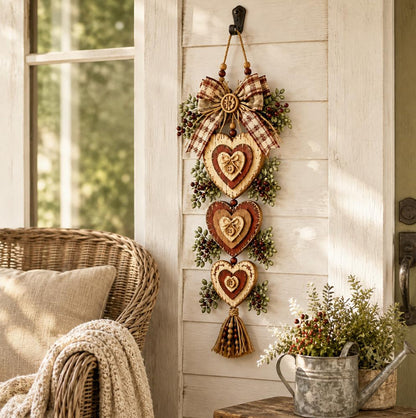 Rustic Engineered Wood Wall Hanging Farmhouse Layered Door Hanging - Heart