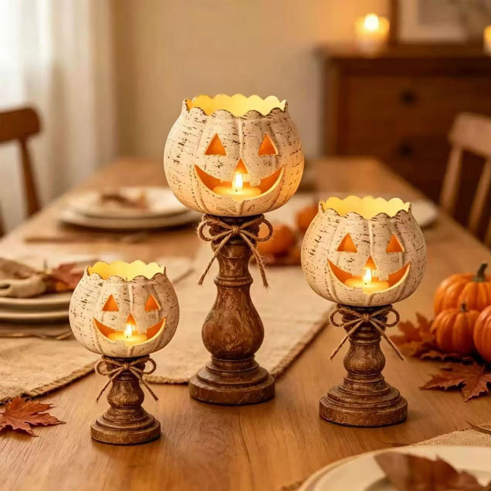 3 Pack Halloween Pumpkin Candle Holder Pumpkin Tealight Candle Holders