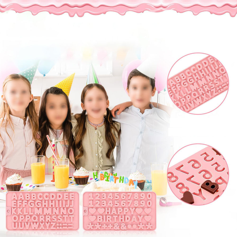 4 Piece Silicone Letter Number Chocolate Molds