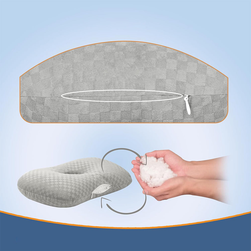 Ear Pillow for Side Sleepers with Hole-Grey