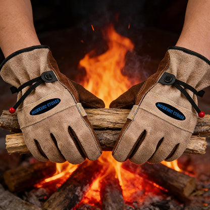 Leather Work Gloves for Men Women Gardening Construction Farm Ranch Work