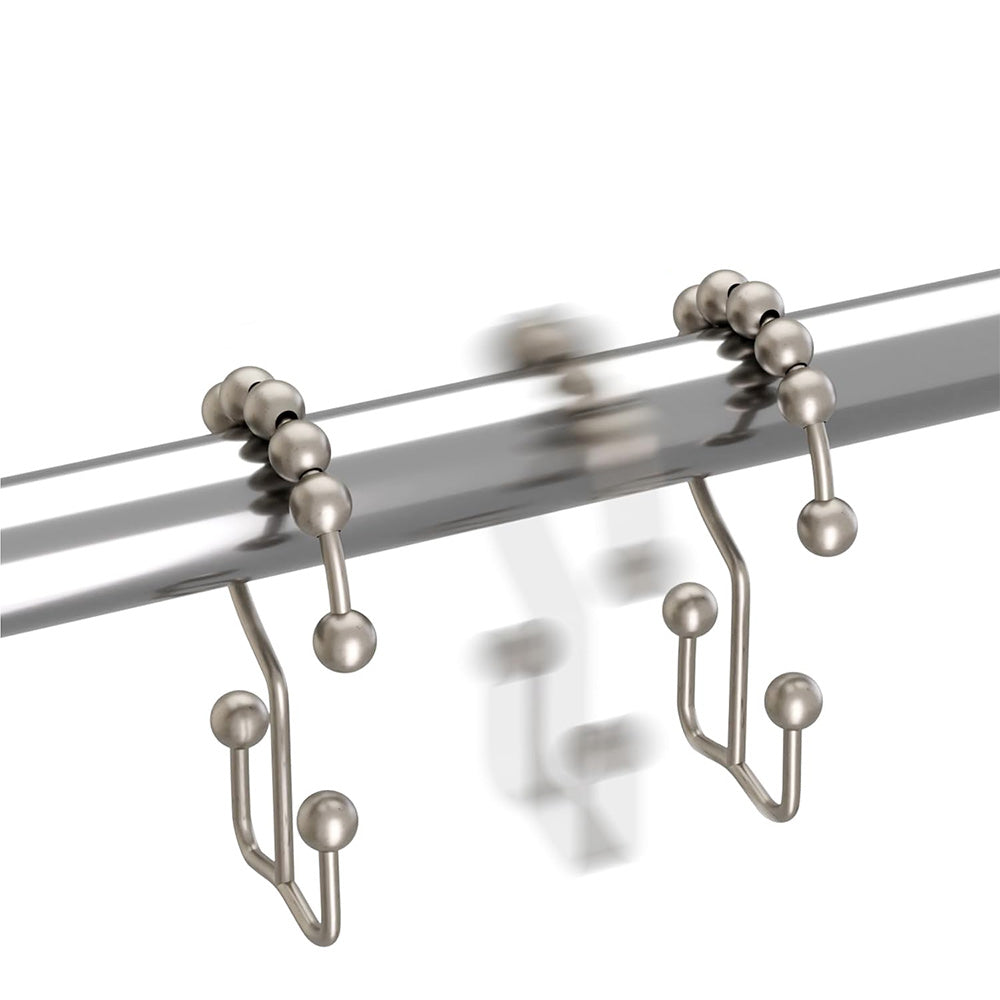 12Pcs Set Shower Curtain Hooks Metal Double Glide Shower Hanging Rings for Shower Rods