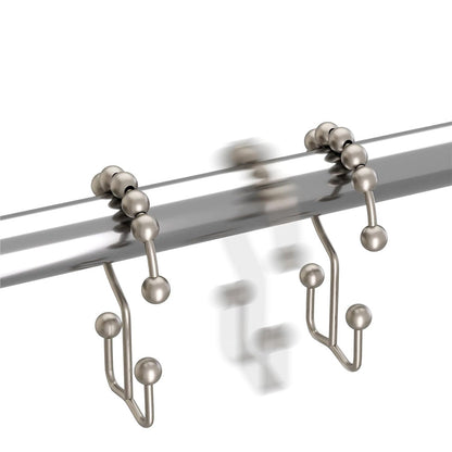 12Pcs Set Shower Curtain Hooks Metal Double Glide Shower Hanging Rings for Shower Rods