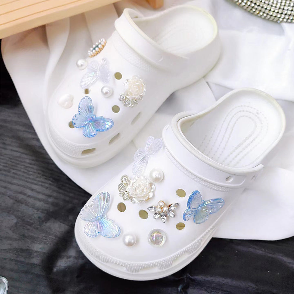 Butterfly Flower Pearl Shoe Charms Set DIY Shoe Accessories