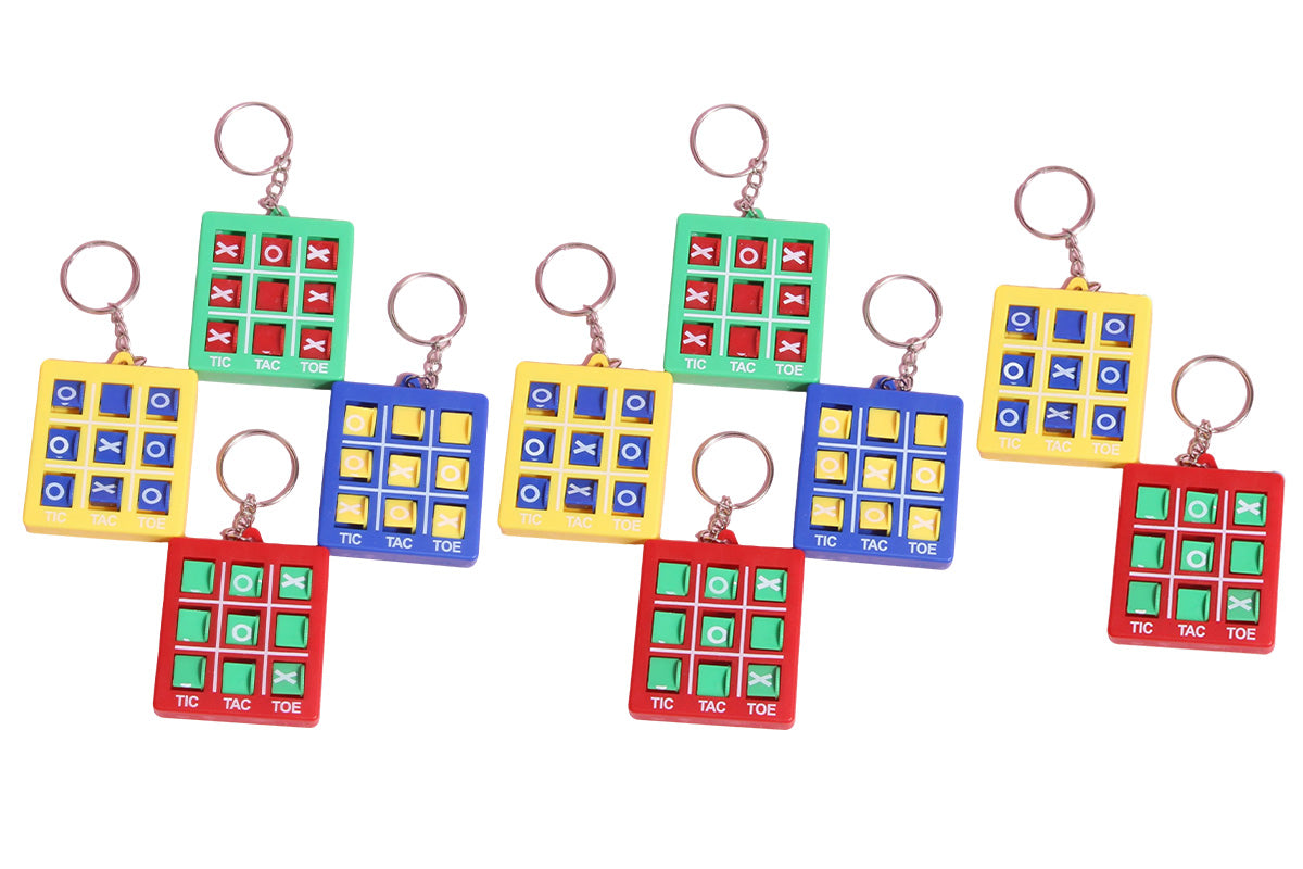 10-Pack Portable Tic Tac Toe Game Colorful Keychain Set