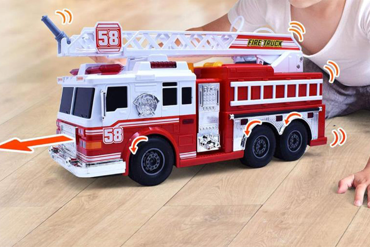 Fire Truck Toys with Water Pump and Rotating Rescue Ladder Big Firetruck Engine