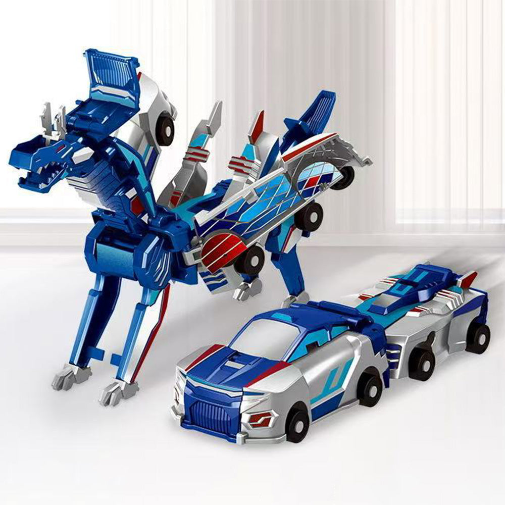 Collision Dinosaur Car Toy Magnetized Vehicles Transform into Dinosaurs for Kids Blue