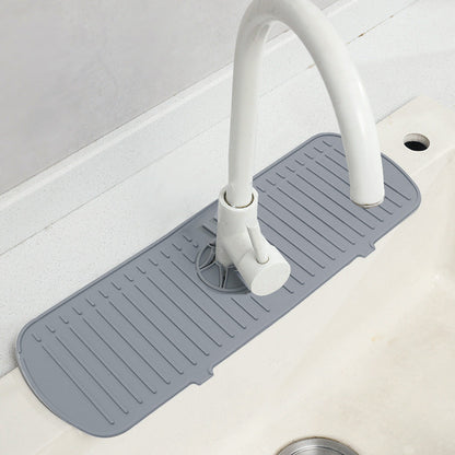 Kitchen Faucet Mat for Sink Silicone Splash Guard with Fast Drying Properties for Stone Sinks Gray