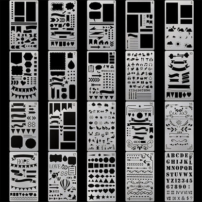 30 Piece A6 PET Reusable Drawing Journal Painting Craft Stencils
