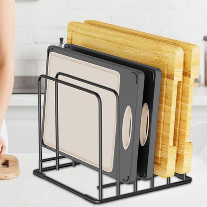5-Slot Kitchen Organizer Rack Dish and Cutting Board Holder for Cabinet Countertop or Pantry