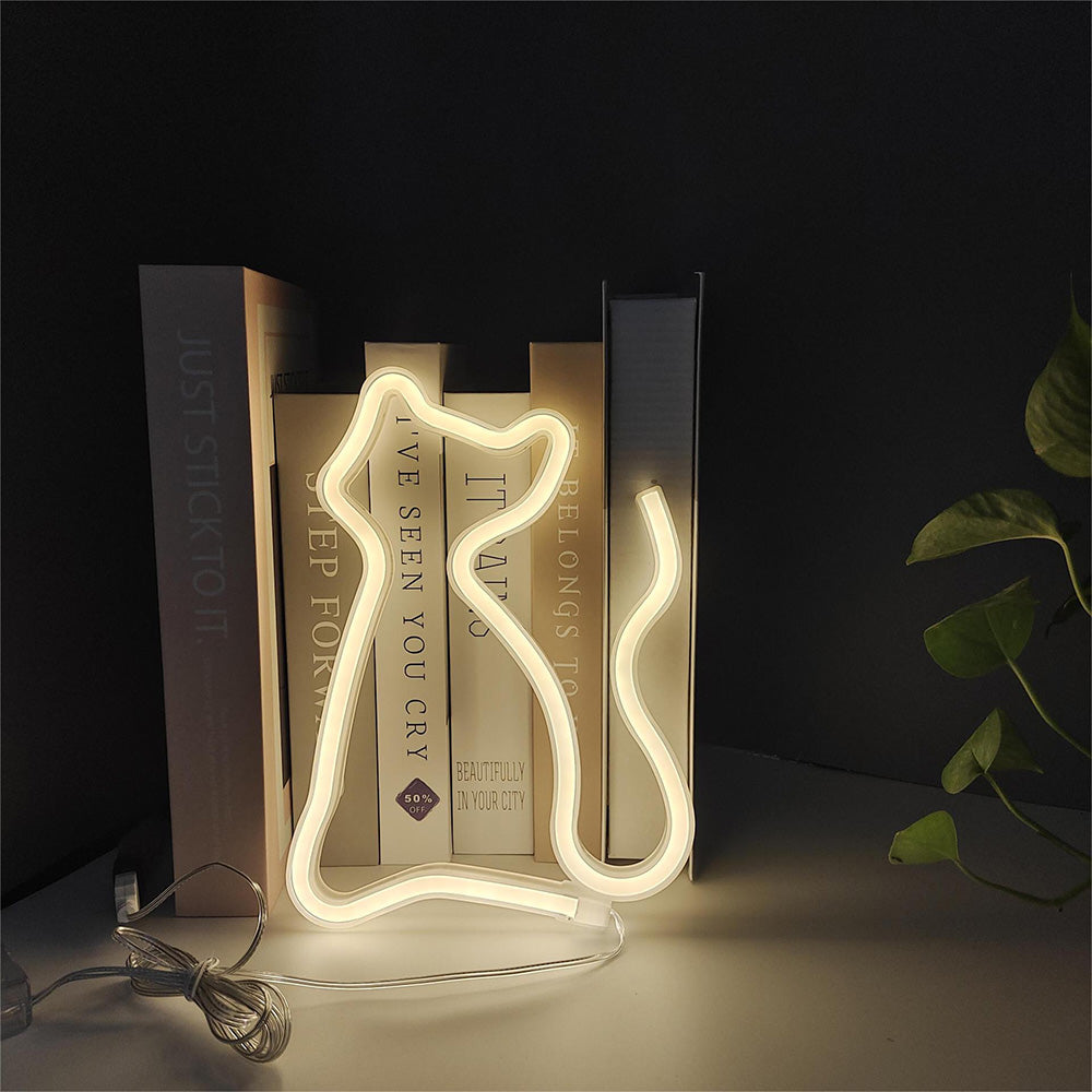 LED Cat Rainbow Neon Sign Night Light Lamp for Bedroom Wall and Bedside Decor Style 1