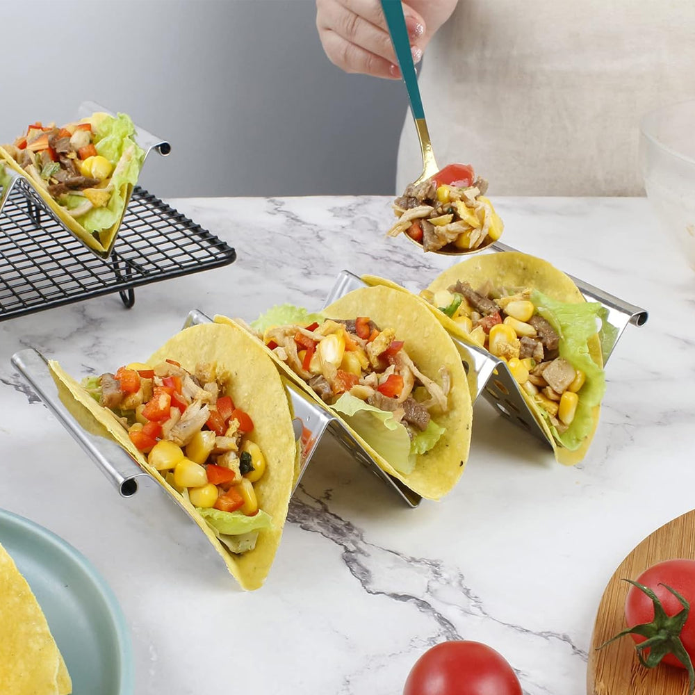 8PCS Stainless Steel Taco Holder Stand Holds 2 To 3 Tortillas