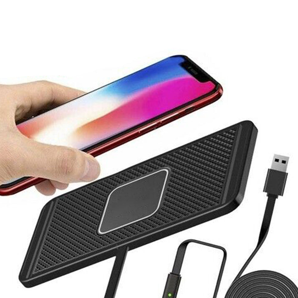 15W Wireless Charger Pad Dock Car Phone Holder Mat Non-Slip Charging Station USB-A Style