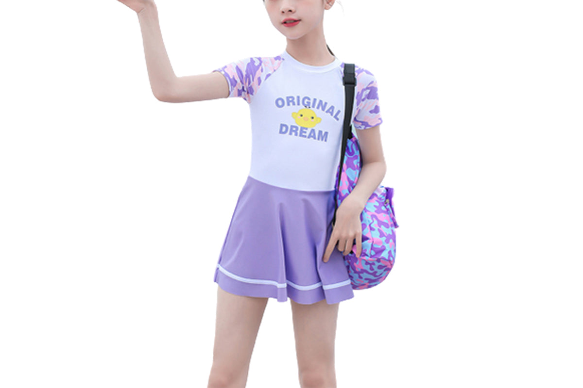 Waterproof Drawstring Gym Backpack Bag for Kids-Purple