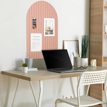 Large Arched Felt Bulletin Board with 30 Push Pins - Pink