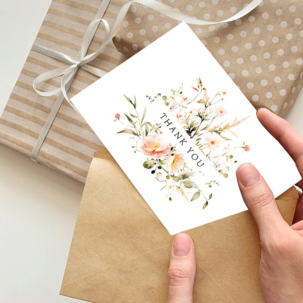 36 Pack Floral Thank You Cards Bulk with Kraft Envelopes Matching Stickers