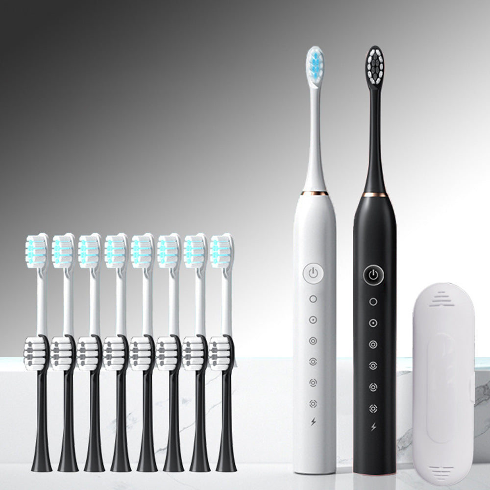 Couple's Electric Toothbrush Set with 2 Handles & Travel Case Style 2