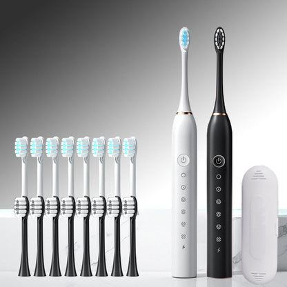 Couple's Electric Toothbrush Set with 2 Handles & Travel Case Style 2