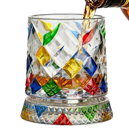 270ml Rotating Whiskey Glass Hand Painted Whiskey Tumbler