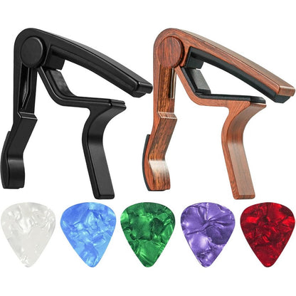 Guitar Capos with 5 Guitar Picks for Acoustic Electric Bass Guitar Ukulele
