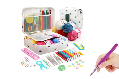 58Pcs Crochet Kit Yarn and Knitting Accessories Set with Storage Bag for Beginners-Cactus