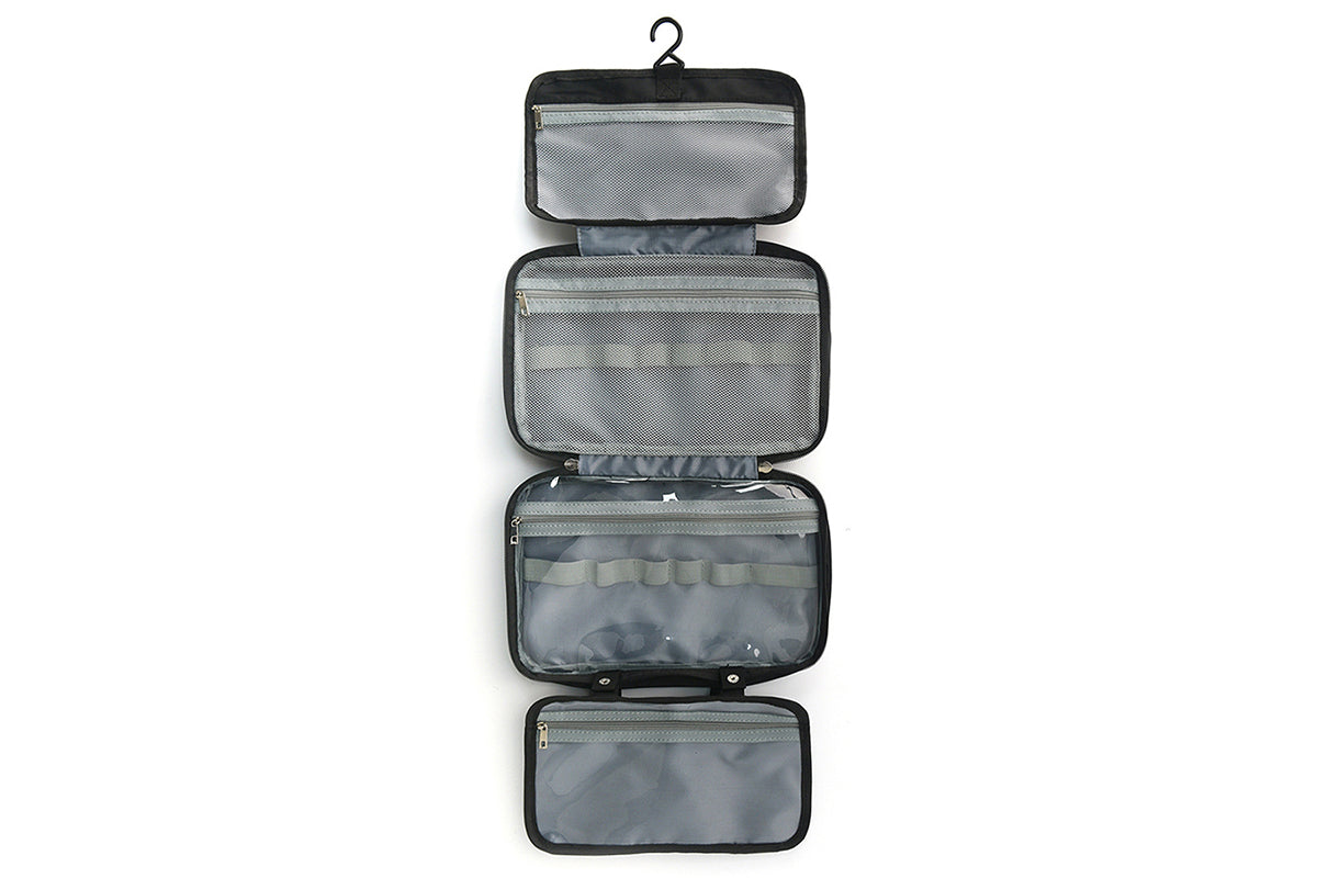 Travel Toiletry Bag Water-resistant with Hanging Hook for Makeup Cosmetic Shampoo -Black