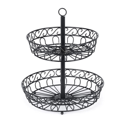 2-Tier Iron Fruit Basket Stand