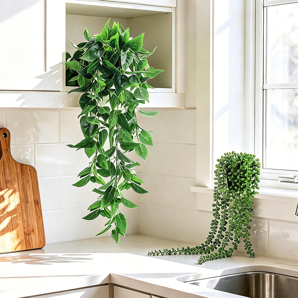 4 PCS Fake Hanging Plants with Pots