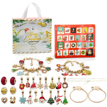 24 DAYS Christmas Advent Countdown Calendar Bracelets Set DIY Charm Bracelet Making Kit for Kids Style 2