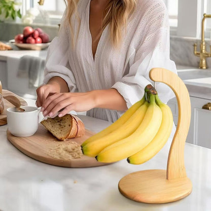 Wooden Banana Stand Holder Kitchen Fruit Storage Display Rack