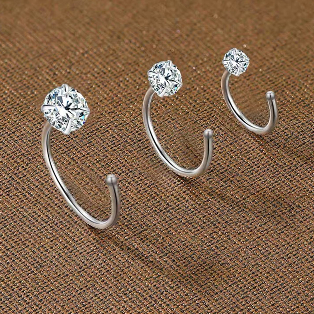 Half Hoop Earrings Lightweight Sterling Silver Stud Earrings