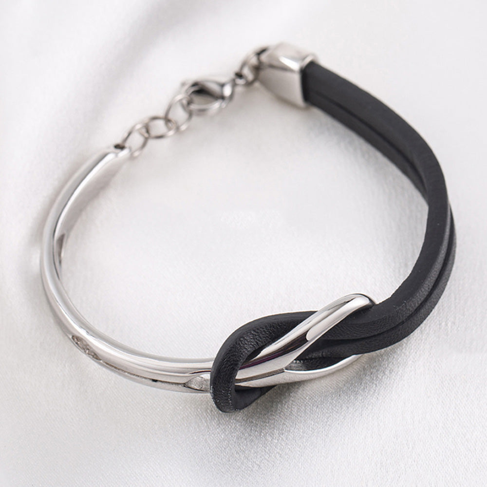 PU Leather Bracelet Geometric Stainless Steel Mens Bracelet