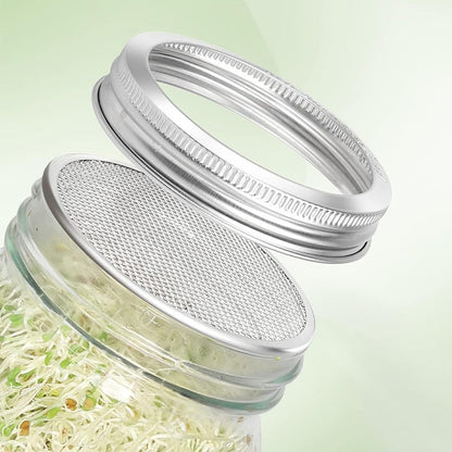 2Pcs Stainless Steel Sprouting Lid with Mesh Filter for 32 oz Wide Mouth Mason Jars