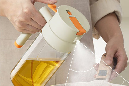 2 In 1 650ml Oil Sprayer Olive Oil Dispenser Bottle For Cooking Baking BBQ -Grey