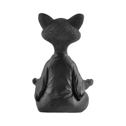 Whimsical Cat Buddha Figurine Meditation Yoga Decor Crafts Gifts 18cm-Black