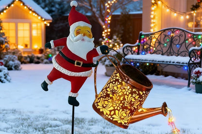 2Pcs Solar Santa Claus Garden Stake Light Outdoor Christmas Yard Decoration