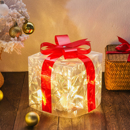 3-Pack 3D Christmas Gift Boxes with LED Lights Holiday Decorations Style 1