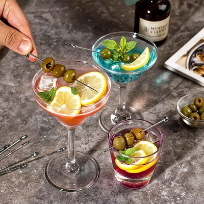 9PCS Stainless Steel Fruit Picks Reusable Metal Cocktail Appetizer Skewers