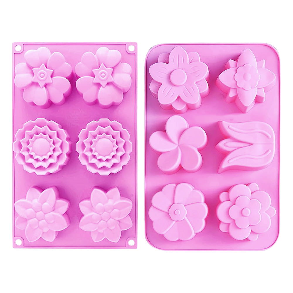 3 Pack Flower Soap Mold Silicone Baking Molds