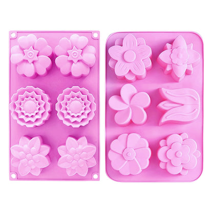 3 Pack Flower Soap Mold Silicone Baking Molds