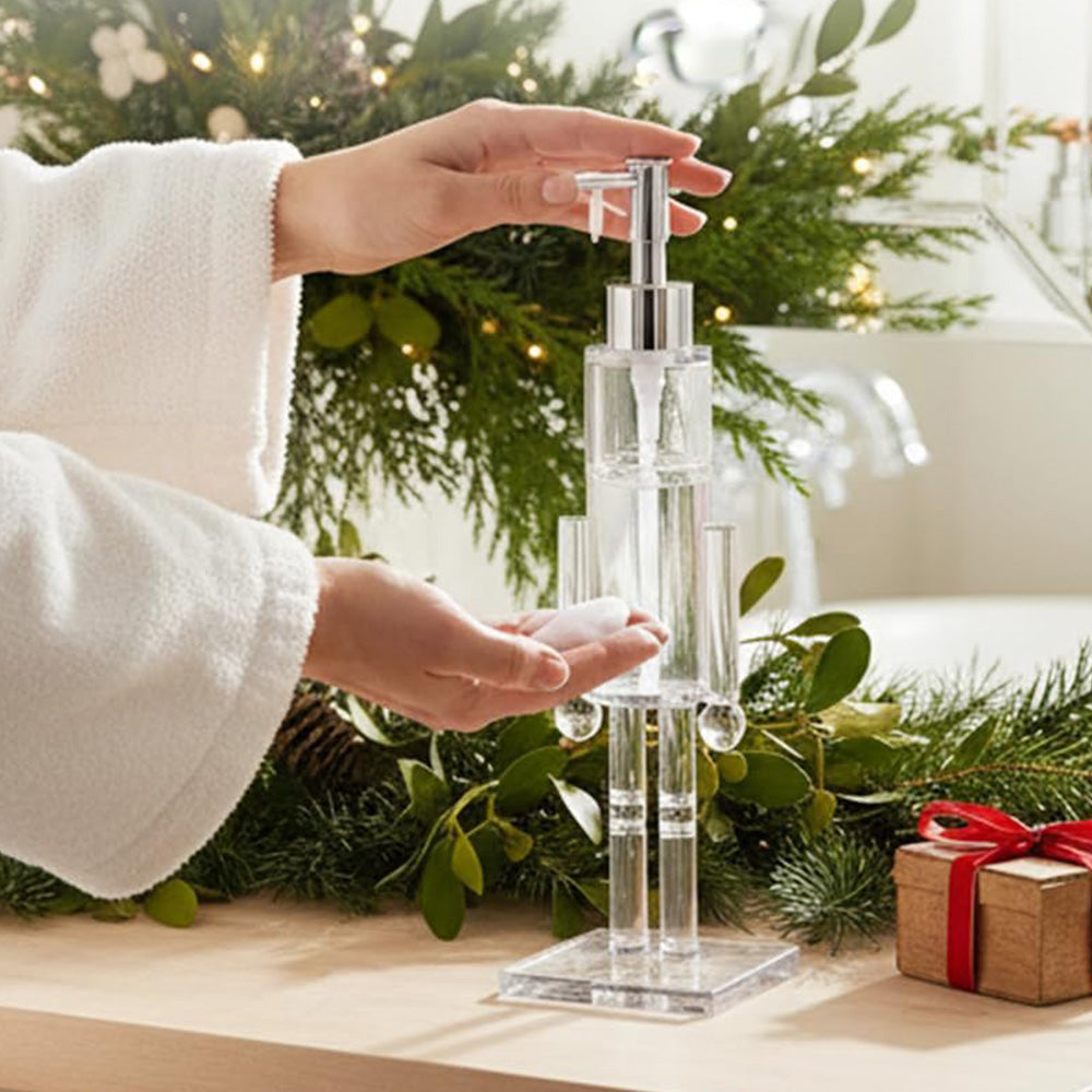 2 Piece Christmas Nutcracker Soap Dispenser Clear Pump Bottle