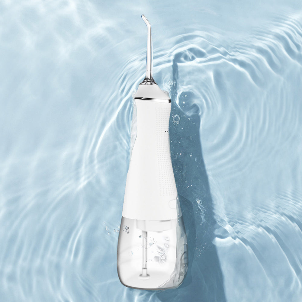 Cordless Water Flosser Teeth Cleaner 300ML Dental Flosser with 4 Jet Tips -White